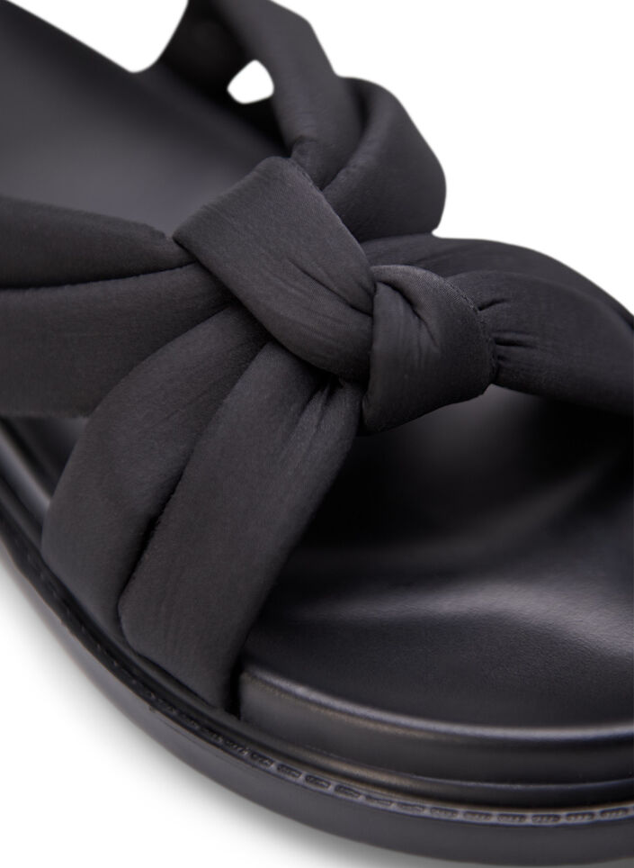Sandal med bred passform og knutedetaljer, Svart, Packshot image number 3