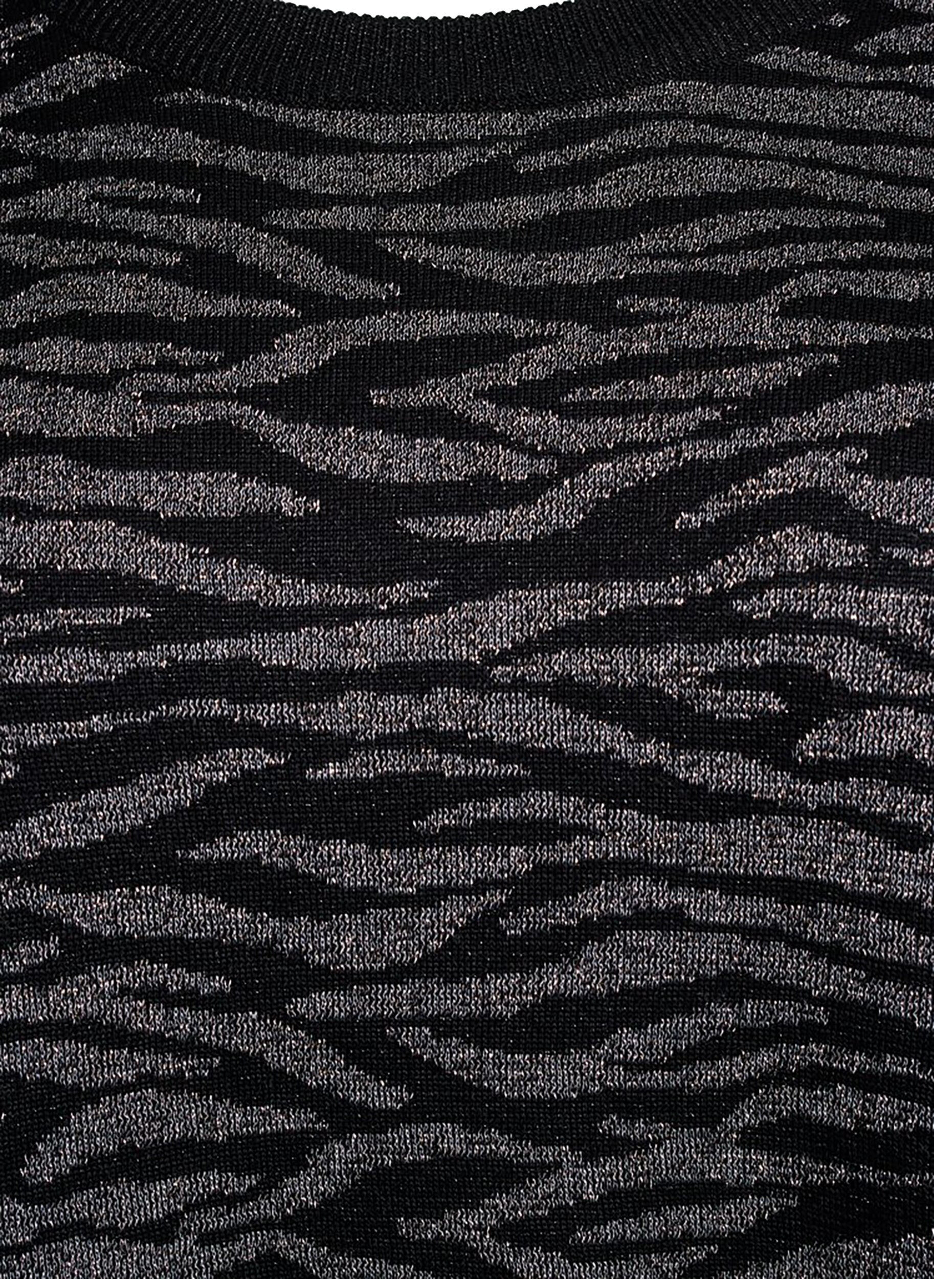 Zizzi M&oslash;nstret strikkebluse med glittereffekt, Svart, Packshot image number 2