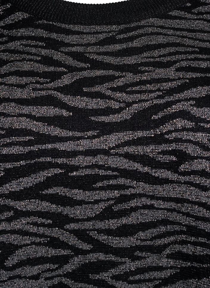 Mønstret strikkebluse med glittereffekt, Svart, Packshot image number 2