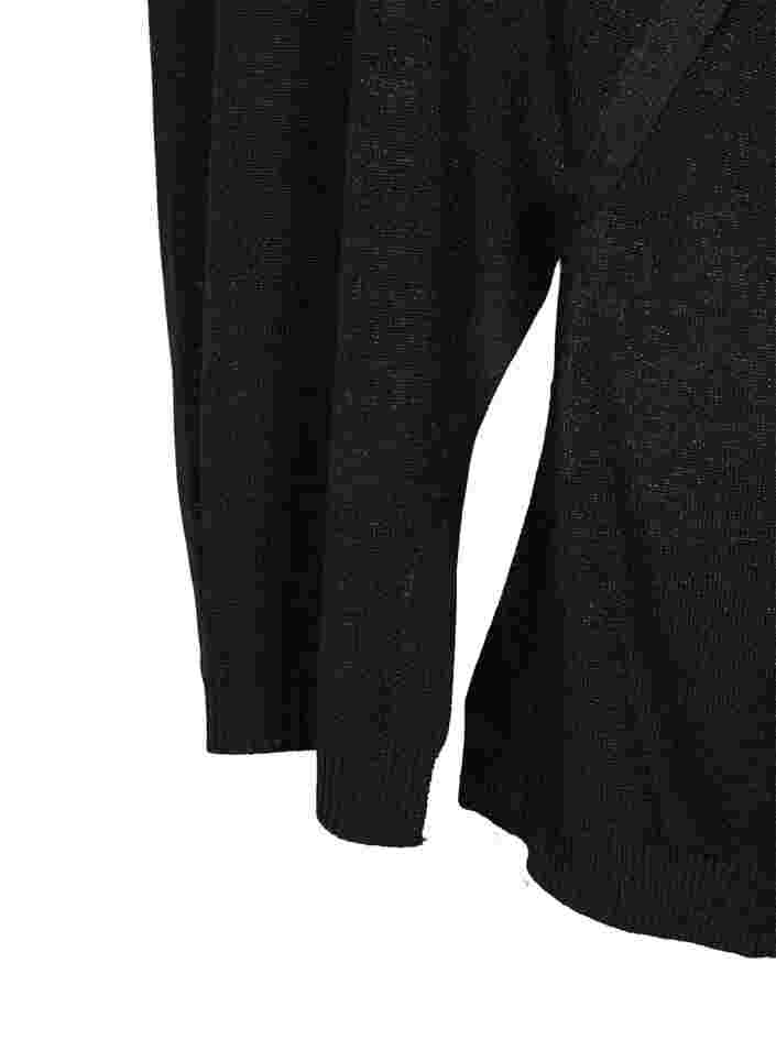 Strikkekjole med glitter og korte ermer, Black W/Lurex, Packshot image number 3