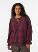 Langermet bluse med blondem&oslash;nster, M&oslash;rk Bordeaux, Model image number 0
