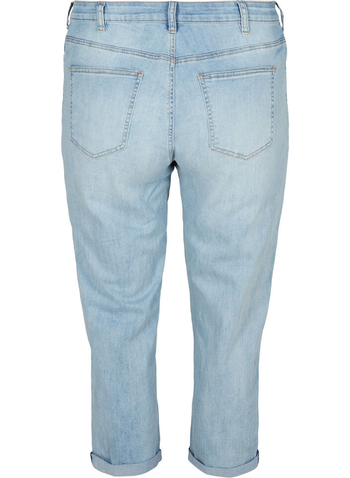 7/8 jeans med oppbrettede kanter og h&oslash;y midje, Bl&aring;, Packshot image number 1