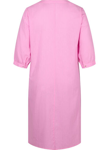 Lang skjortekjole med 3/4 ermer, Begonia Pink, Packshot image number 1