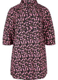 Blomstrete tunika med 3/4-ermer og krage, Flower AOP