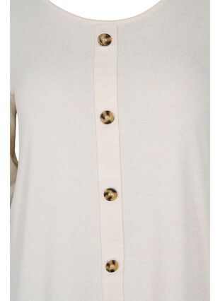 Bluse med knapper og 3/4-ermer, Pumice Stone Melange, Packshot image number 2