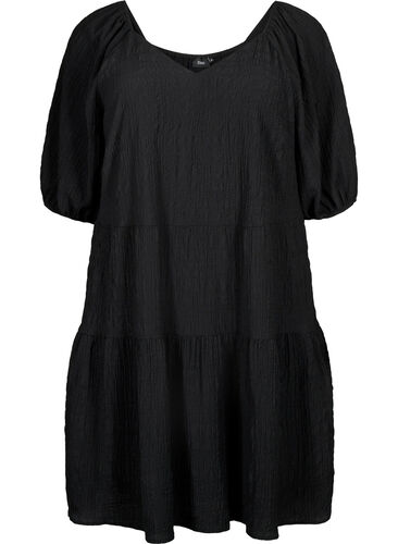 Kort kjole i A-fasong med v-hals , Black, Packshot image number 0