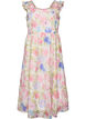 Lang blomstrete kjole i lyocell med volanger, Hvit, Packshot image number 0