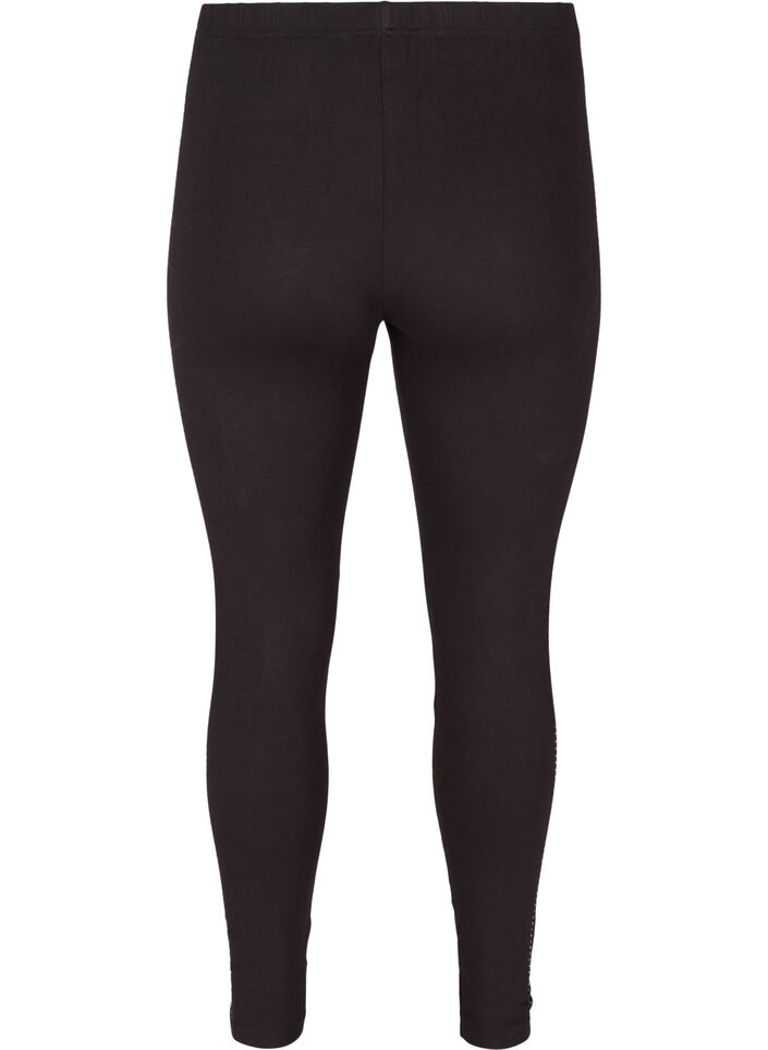 Leggings i viskose med sten p&aring; sidene, Black, Packshot image number 1
