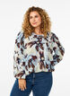 Langermet bluse med trykk og knapp, Grey Flower AOP, Model image number 0