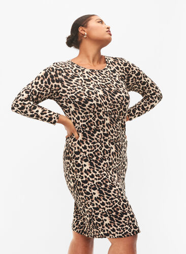Langermet kjole i leopardmønster, Leo, Model image number 0