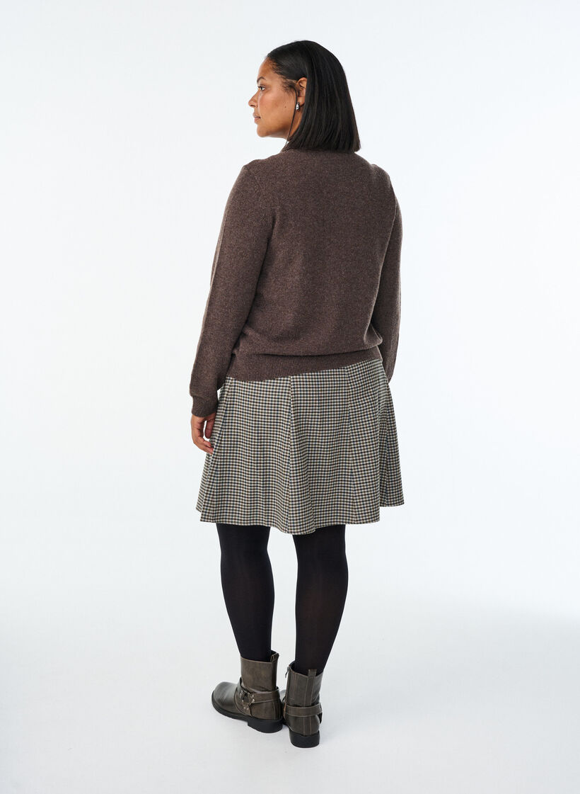 Kort A-line skjørt, Brun, Model