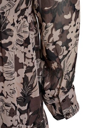 Zizzi Kort A-linjekjole med blomstertrykk, Black Flower AOP, Packshot image number 3