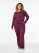 Pyjamasbukse i &oslash;kologisk bomull med hullbroderi, M&oslash;rk Bordeaux, Model image number 0