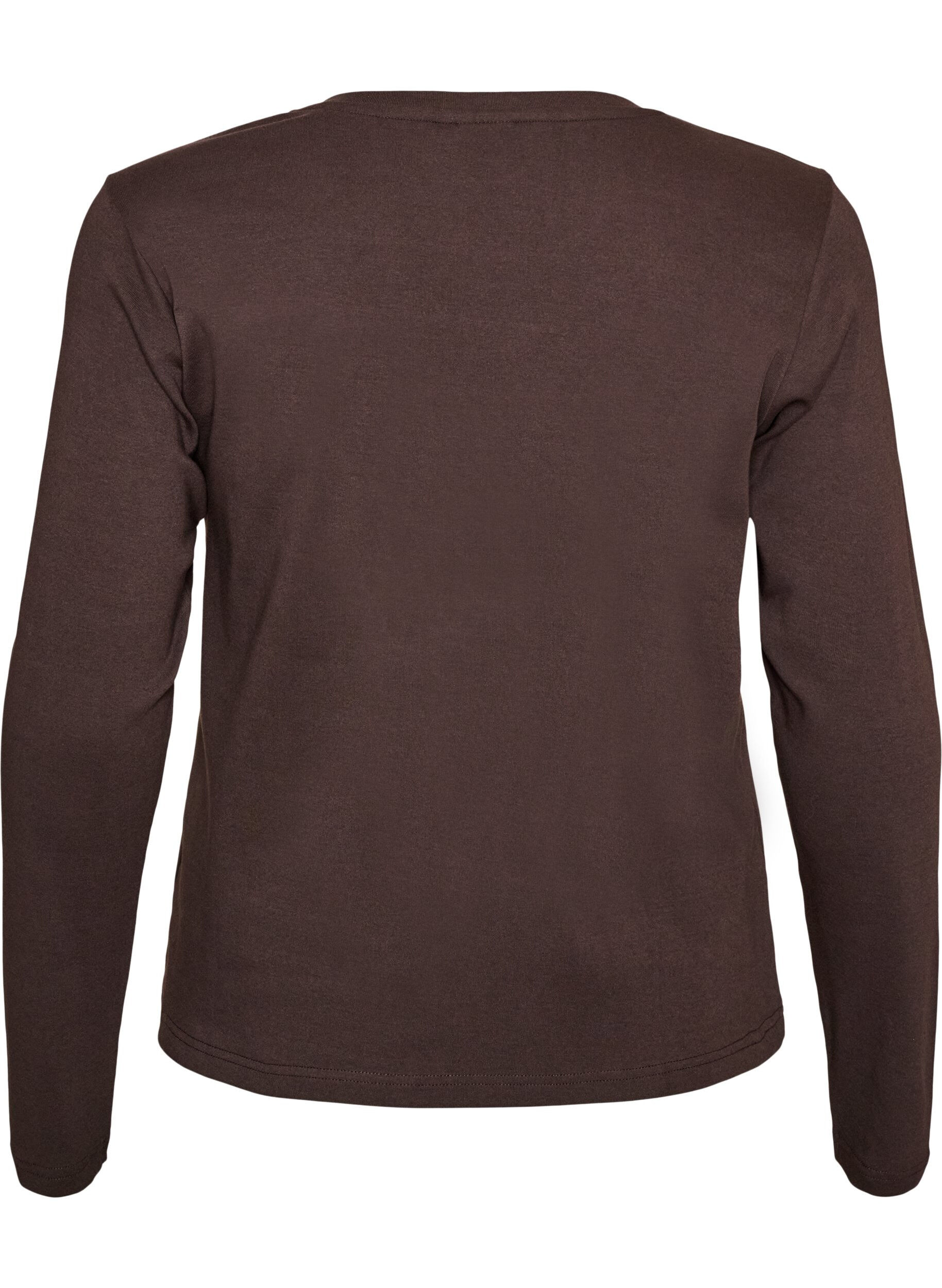 ZizziLangermet basis-T-skjorte med rund hals, Brun, Packshot image number 1