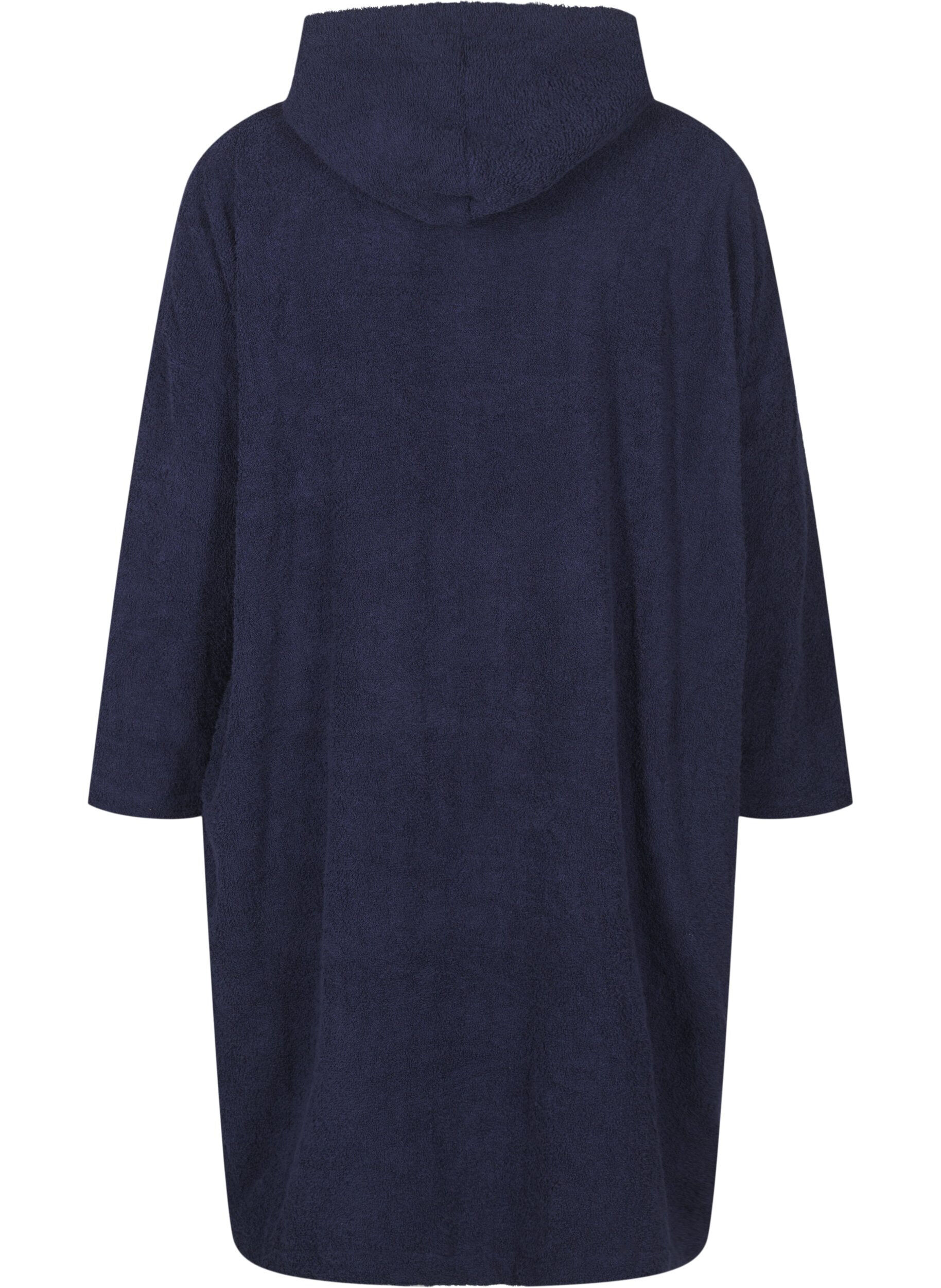 Zizzi Terryponcho med hette, Navy Blazer, Packshot image number 1