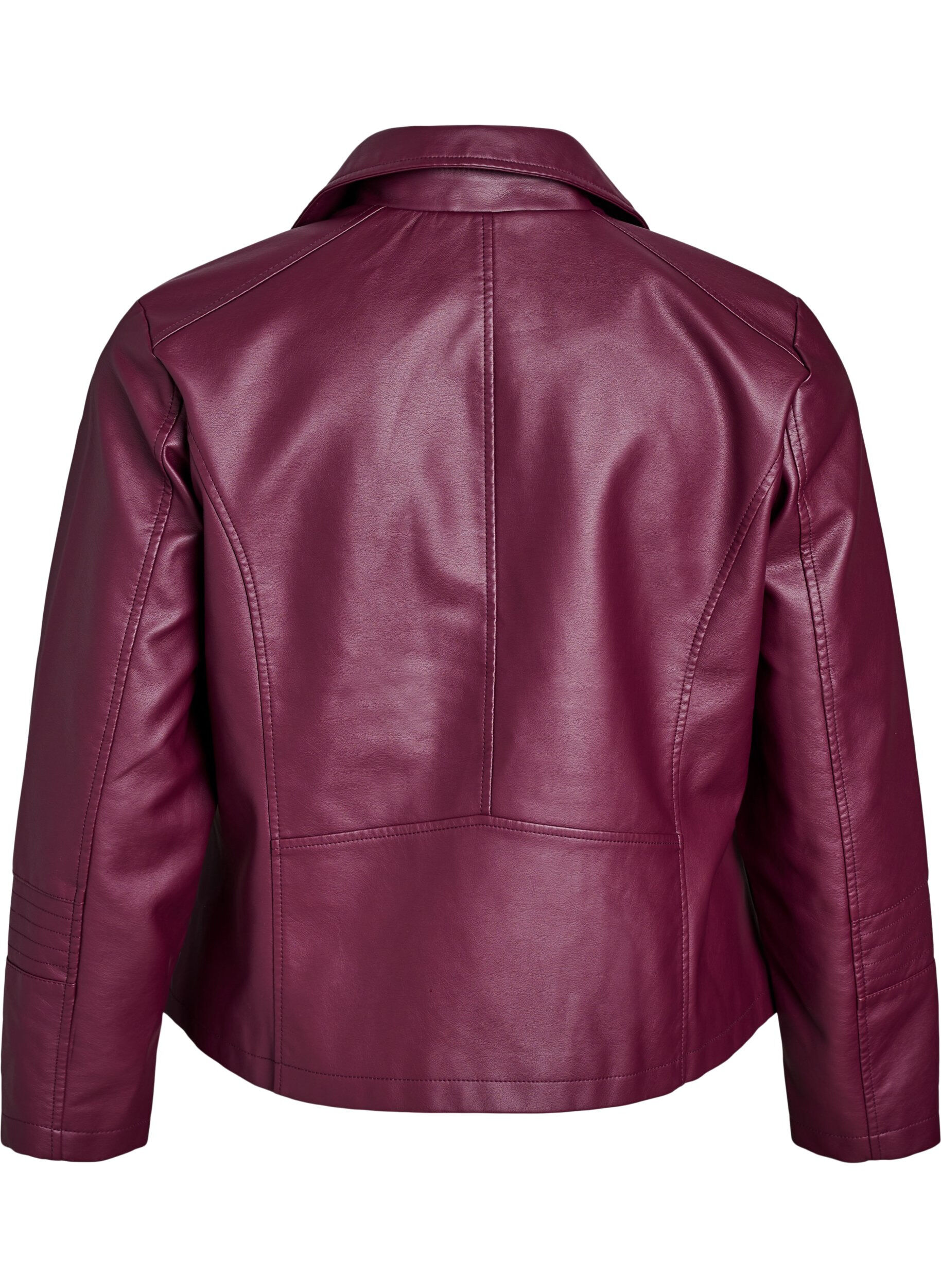 ZizziImitert skinn bikerjakke, R&oslash;d, Packshot image number 1