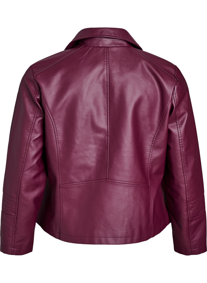 Imitert skinn bikerjakke, R&oslash;d, Packshot image number 1