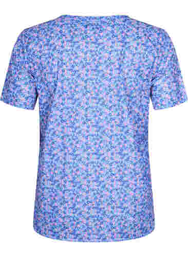 FLASH - Mønstret T-skjorte med V-hals, Blue Rose Ditsy, Packshot image number 1