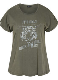 T-skjorte i økologisk bomull med trykk, Ivy acid Lion as s