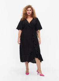 Midikjole med flaggermusermer, Black, Model