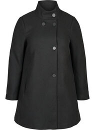 Høyhalset jakke med knapper, Black
