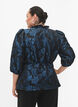 Jacquard-omslagsbluse og 3/4-ermer, Black Blue, Model image number 1