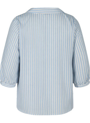 Stripete skjortebluse med en stor krage, Light Blue Stripe, Packshot image number 1