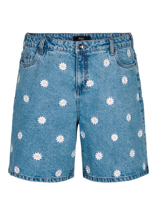 Zizzi Mille shorts med høy midje og broderte blomster, L.B. Flower, Packshot image number 0