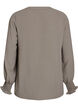 Bluse med smockmansjetter og V-hals, Beige, Packshot image number 1