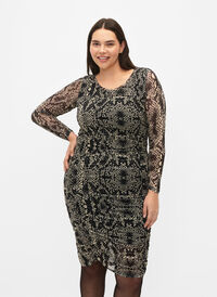 Tettsittende nettingkjole med trykk, Snake Print, Model