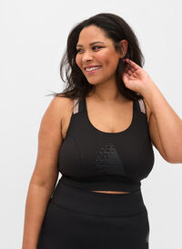 Sports-BH med glitter og krysset rygg, Black, Model