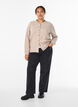 Jersey cardigan med rund hals og knapper, Beige, Model image number 1
