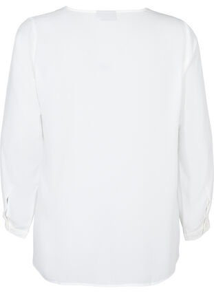 Ensfarget skjorte med v-hals, Bright White, Packshot image number 1