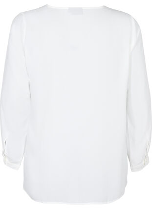 Zizzi Ensfarget skjorte med v-hals, Bright White, Packshot image number 1
