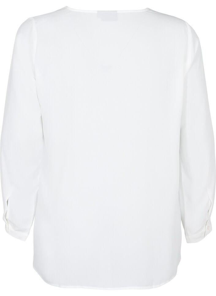 Ensfarget skjorte med v-hals, Bright White, Packshot image number 1