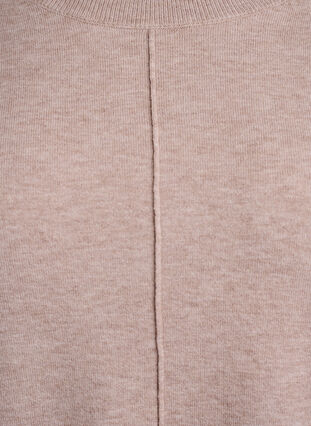 Zizzi Strikket bluse med midtsøm og raglanermer, Beige, Packshot image number 2