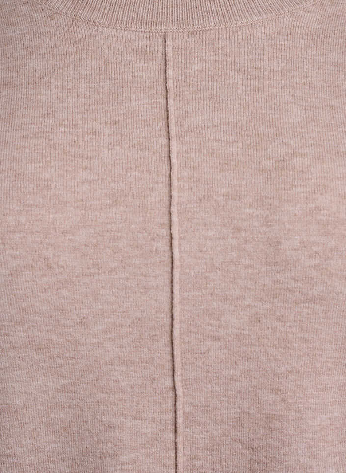Strikket bluse med midtsøm og raglanermer, Beige, Packshot image number 2