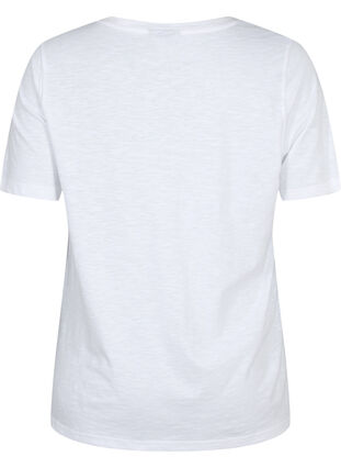 Kortermet basic t-skjorte med v-hals, Bright White, Packshot image number 1