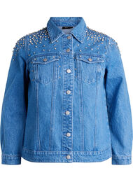 Denimjakke med rhinesteiner, Blue Denim