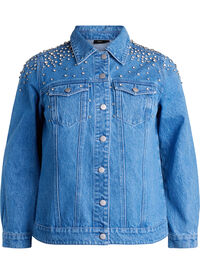 Denimjakke med rhinesteiner, Blå Denimjakke med rhinesteiner