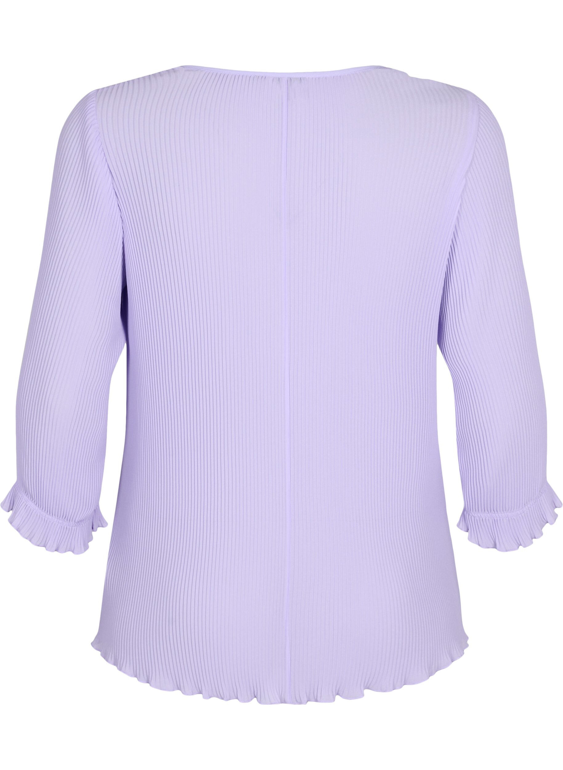 Zizzi Bluse med pliss&eacute; og 3/4-ermer, Lavender, Packshot image number 1