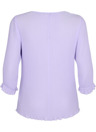 Bluse med plissé og 3/4-ermer, Lavender, Packshot image number 1