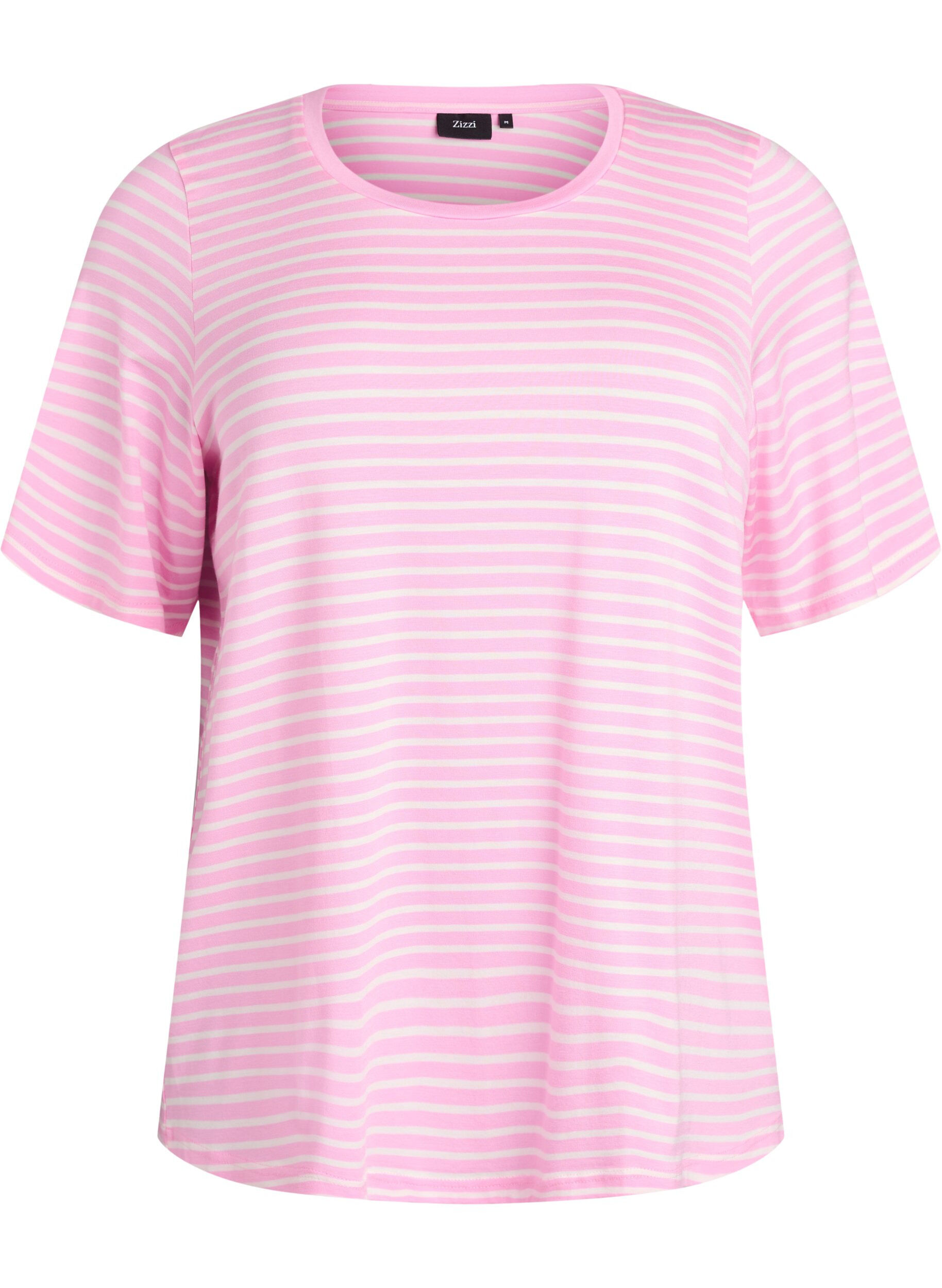 ZizziT-skjorte med TENCEL&trade; Lyocell og striper, Rosa, Packshot image number 0