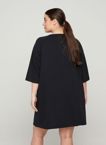 Kjole med 3/4-ermer og lommer, Black, Model image number 1