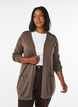 Lang strikkecardigan i viskoseblanding, Brun, Model image number 0