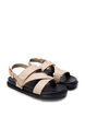 Sandal i skinn med bred passform og justerbare remmer, Beige, Packshot image number 1