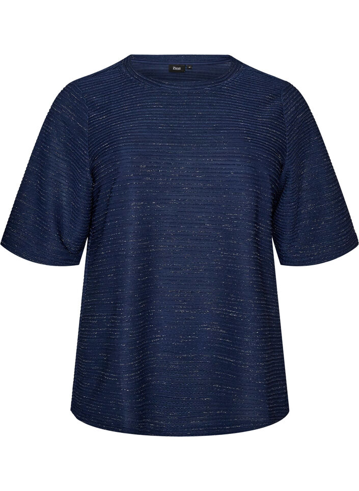 Bluse med tekstur og glitter, Bl&aring;, Packshot image number 0
