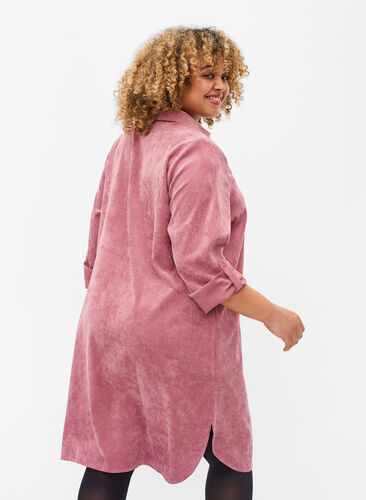 Fløyelskjole med 3/4-ermer og knapper, Deco Rose, Model image number 1