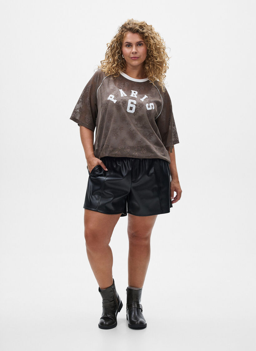 Blonde T-skjorte med teksttrykk, Brun, Model image number 1