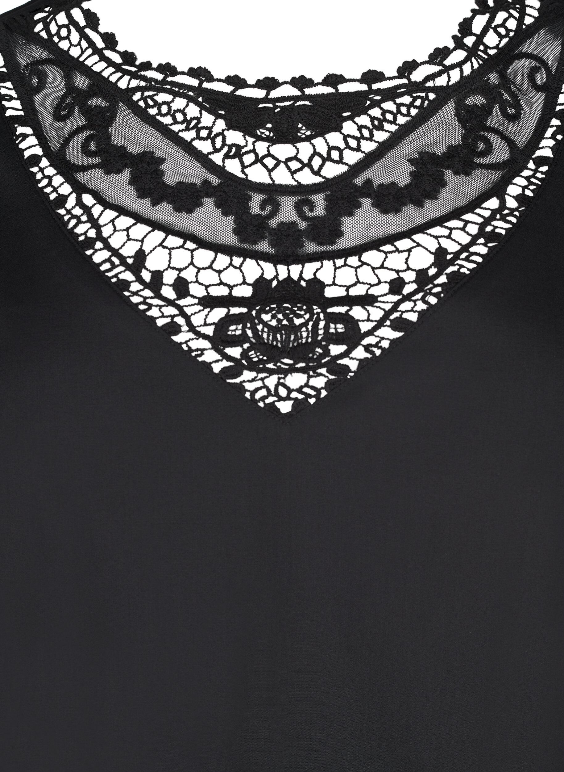 Zizzi Kort kjole med blondedetaljer, Black, Packshot image number 2